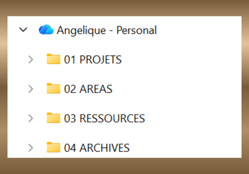 Main folders of my OneDrive organised with the PARA method