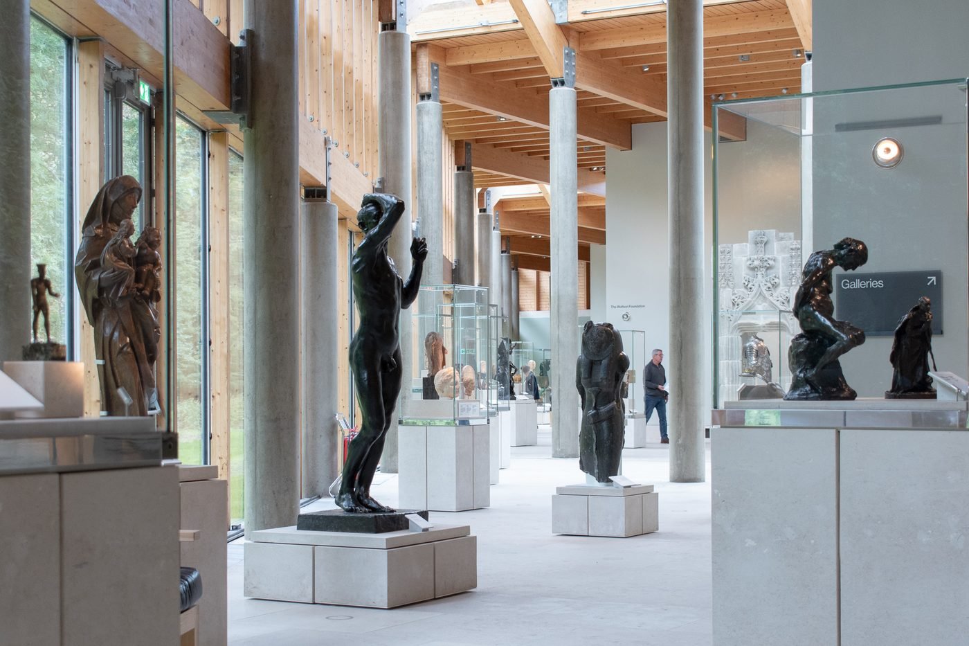 Interior of the Burrell Collection, with the cast of Rodin's The Age of Bronze