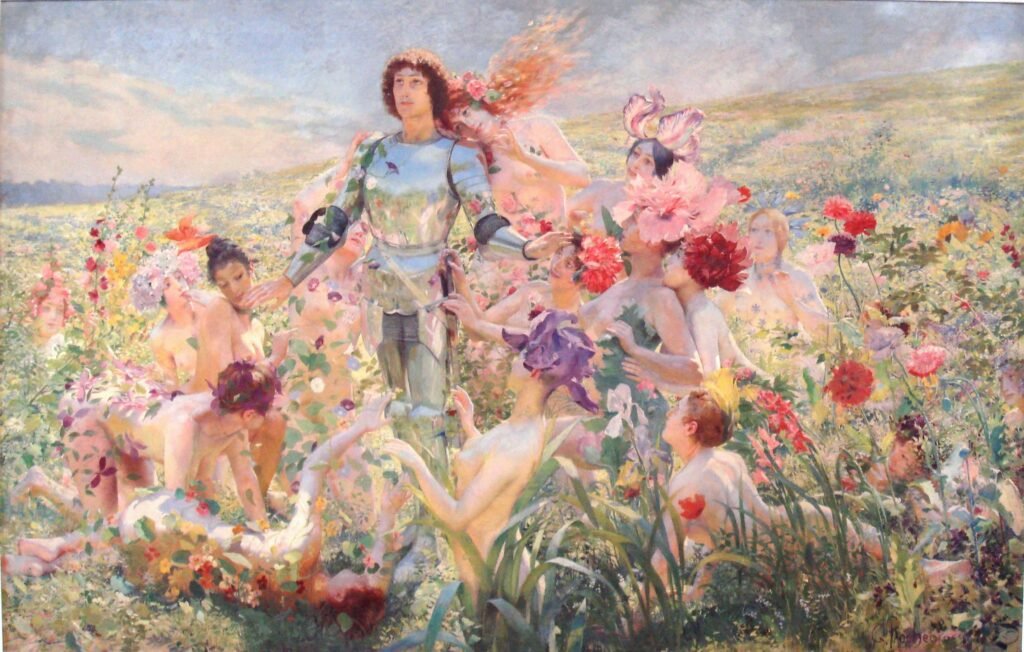 Le Chevalier aux fleurs est un tableau peint par Georges-Antoine Rochegrosse en 1894 © Wikipedia
