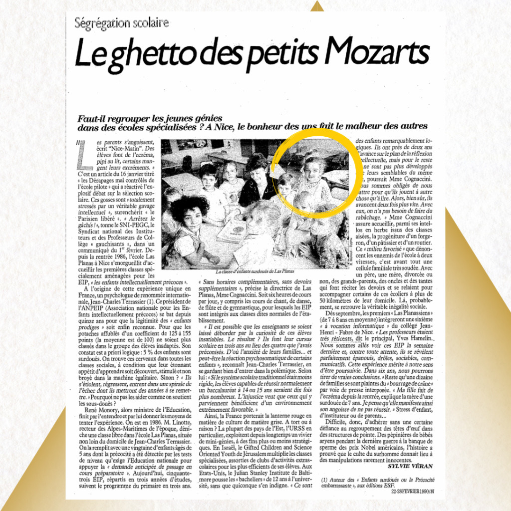 Article de journal sur l'enseignement spécial pour la douance et la neurodivergence